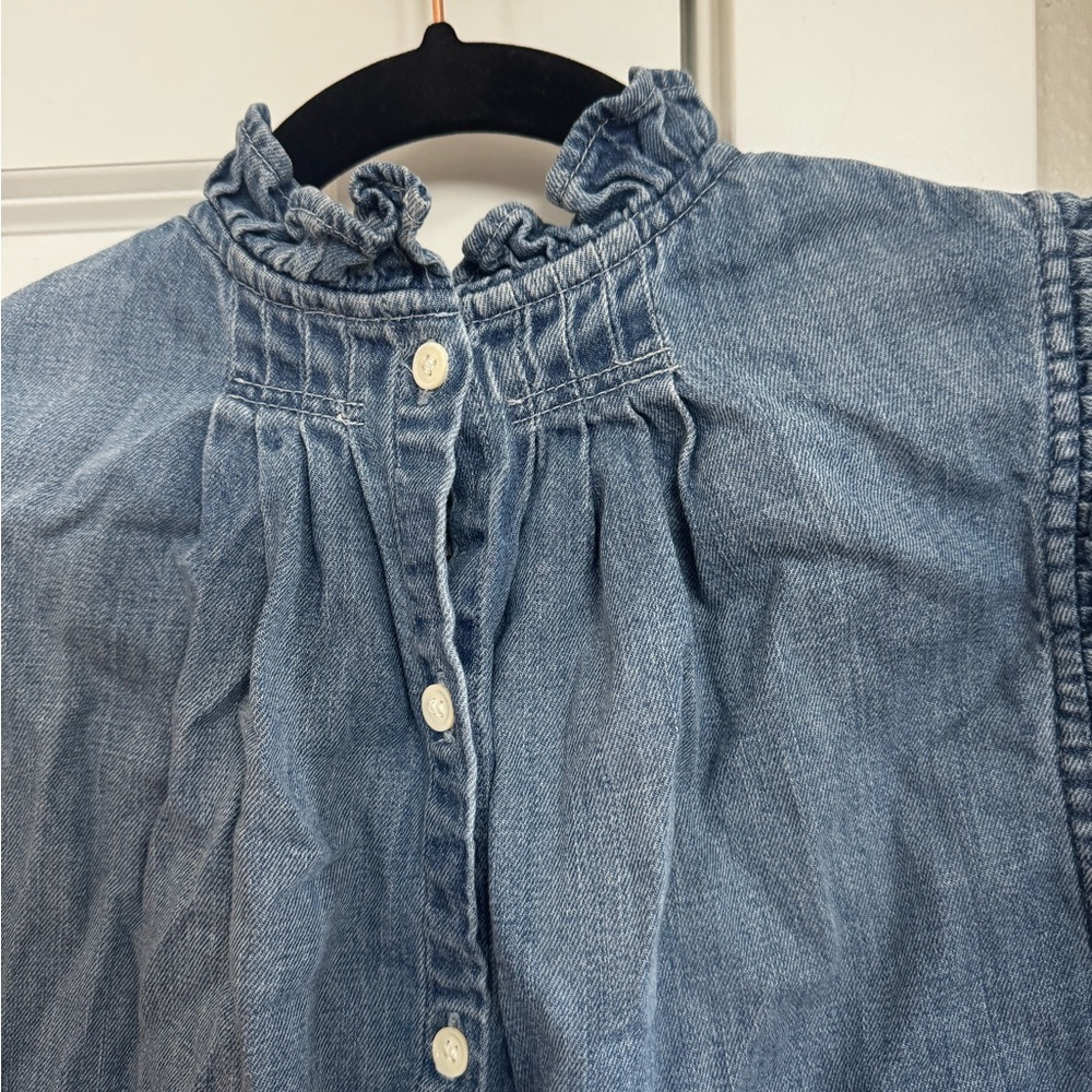 Frame Denim Ruffled Blue Top